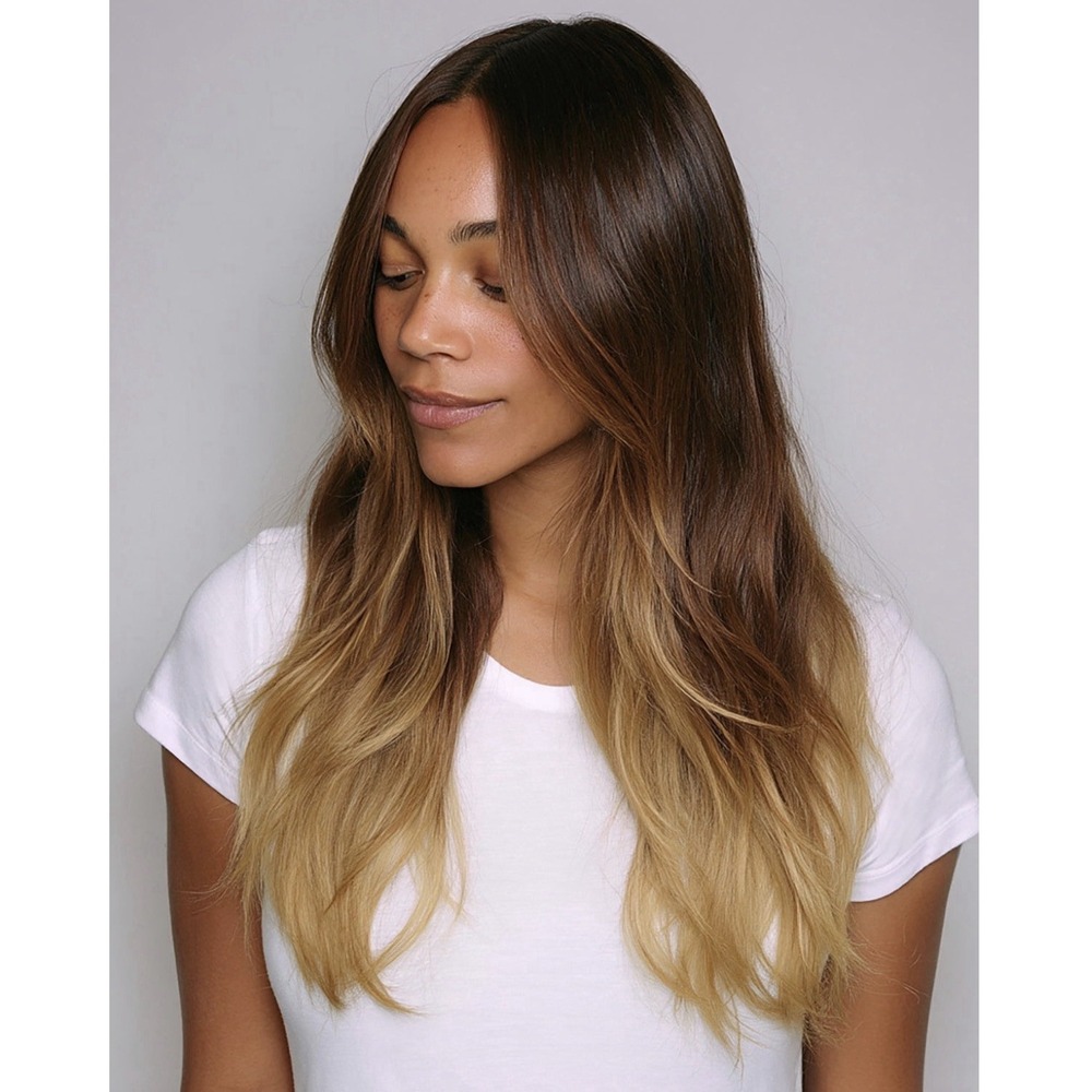 BELLAMI Silk Seam 24" Clip In Hair Warm Brown Honey Blonde Ombre #17/24 NEW